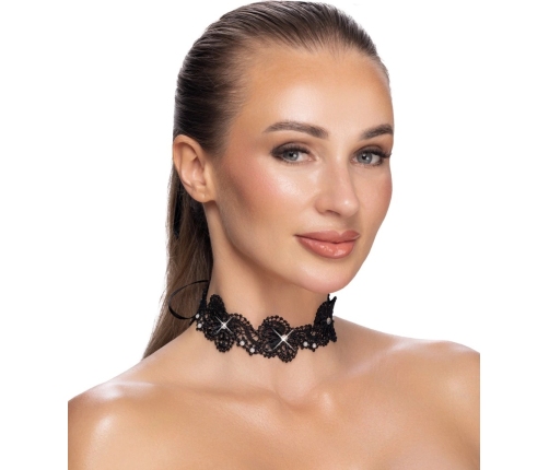 Cottelli ACCESSOIRES Black Lace Choker with Pearls Adjustable S-L