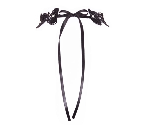 Cottelli ACCESSOIRES Black Lace Choker with Pearls Adjustable S-L