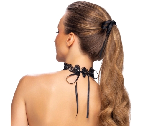 Cottelli ACCESSOIRES Black Lace Choker with Pearls Adjustable S-L