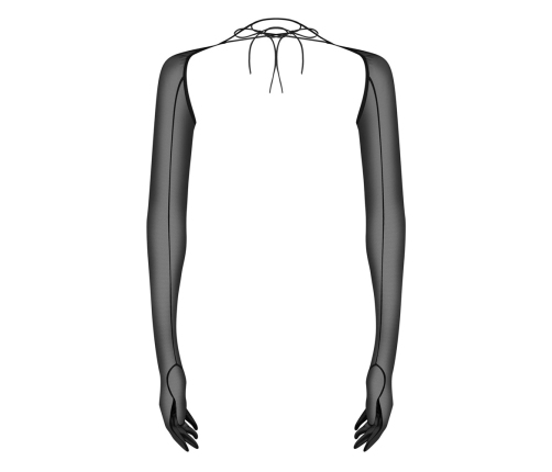 Obsessive Euphori Long Black Powernet Gloves S-L with Adjustable Ribbons