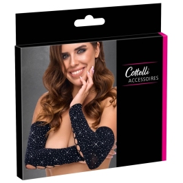 Cottelli ACCESSOIRES Gauntlet Sleeves S-L Black Sparkling Knit