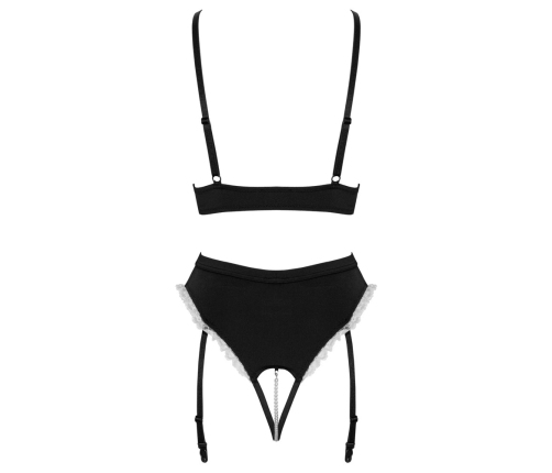 Cottelli COSTUMES Maid Set S - Black & White Bustier with Suspender Briefs