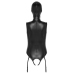 Bad Kitty Vegan Leather Suspender Body & Mask Set, Size S, Black