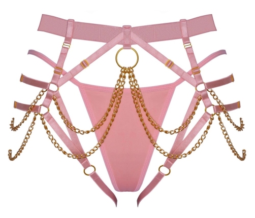 Bad Kitty Rose Harness Set Adjustable S-L Elegant Chains Pink