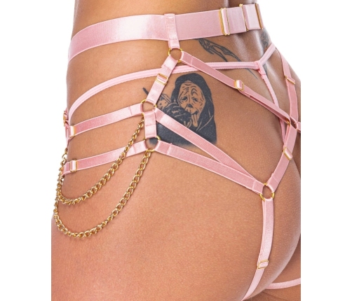 Bad Kitty Rose Harness Set Adjustable S-L Elegant Chains Pink