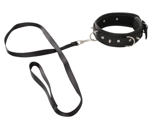ZADO Vegan Adjustable Collar and Leash Set with Decorative Spikes, Black