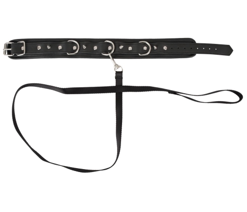 ZADO Vegan Adjustable Collar and Leash Set with Decorative Spikes, Black