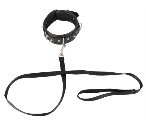 ZADO Vegan Adjustable Collar and Leash Set with Decorative Spikes, Black