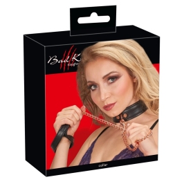 Bad Kitty Adjustable Black Collar & Rose-Gold Chain Leash Set