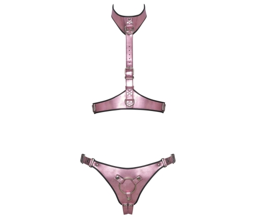 Bad Kitty Harness Set L/XL Metallic Rose - Adjustable Chest & Jock System