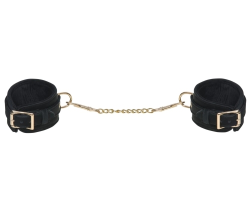 Bad Kitty Velvet Adjustable Handcuffs Black with Gold Details