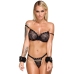 Bad Kitty Velvet Adjustable Handcuffs Black with Gold Details