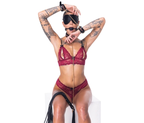 Bad Kitty Premium Chain Bondage Set 6-Piece Black & Gold Adjustable Kit