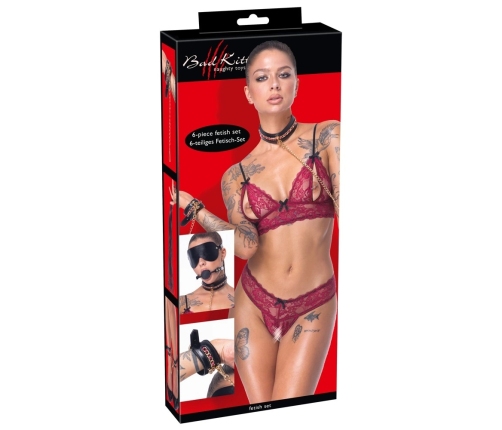 Bad Kitty Premium Chain Bondage Set 6-Piece Black & Gold Adjustable Kit