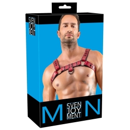 Svenjoyment Men's Chest Harness Red S-XL Adjustable Vegan Leather