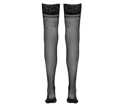 Cottelli Collection Hold-Up Stockings Black Size 5 Silicone Lace Top
