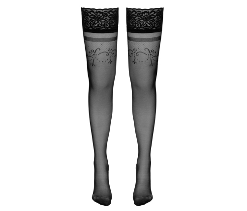 Cottelli Collection Hold-Up Stockings Black Size 5 Silicone Lace Top