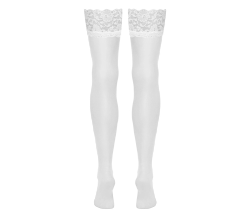 Cottelli LEGWARE White Stockings with Wide Lace Top, Size L, 20 Denier