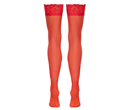 Cottelli LEGWARE Red Stockings XL with Wide Lace Top, 20 Denier