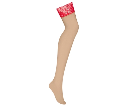 Obsessive Matildea Sheer Stockings S/M with Red Lace Top