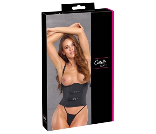 Cottelli PARTY Waist Corset Open Cup Black M - Adjustable Buckle Design