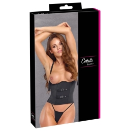 Cottelli PARTY Open Cup Corset XL - Black, Adjustable Decorative Straps