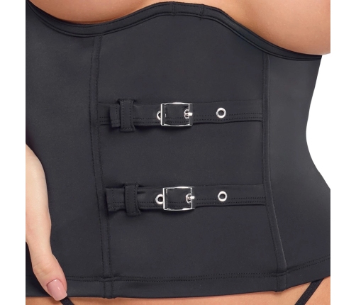 Cottelli PARTY Open Cup Corset XL - Black, Adjustable Decorative Straps