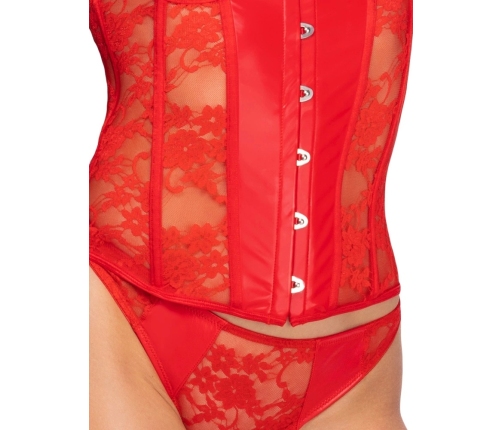 Cottelli Lingerie Red Open Cup Corset Set with Lace Details L