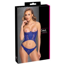Cottelli Lingerie Blue Strapless Corset Set S Lace & Wetlook Finish