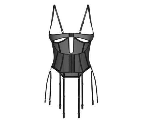 Obsessive Euphori Open Cup Corset S/M, Black Mesh, Adjustable Fit