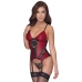 Cottelli Lingerie Basque Red/Black S - Lace & Powernet Design