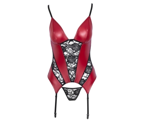 Cottelli Lingerie Basque Red/Black S - Lace & Powernet Design