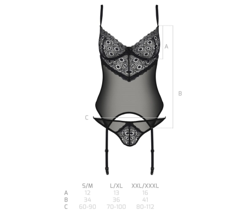 Passion Zinnia Corset L/XL - Eco Collection, Transparent Lace Set