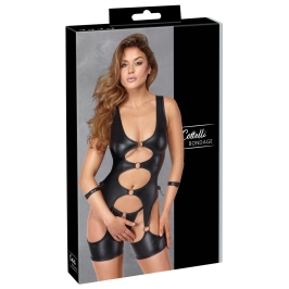 Cottelli Bondage Basque Set M - Black Matte Look, Adjustable Handcuffs