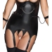 Cottelli Bondage Basque Set M - Matte Black, Removable Chains, Handcuffs