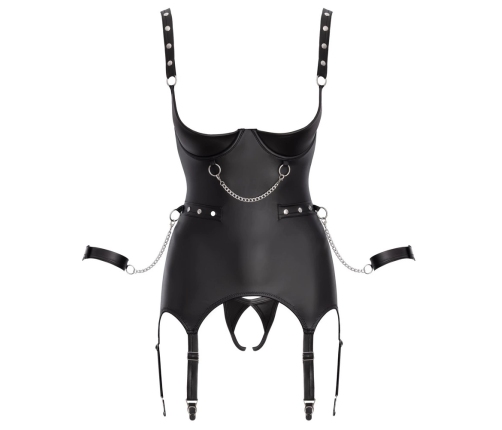 Cottelli BONDAGE Basque Set XL Matte Black with Soft Cuffs