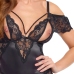 Cottelli LINGERIE Basque Pearls XL - Black Satin & Lace Set with Pearls