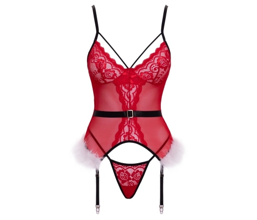 Cottelli LINGERIE X-Mas Basque Set S/M - Red Lace Festive Design