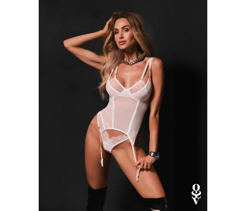 Obsessive Basque Arrowel 2XL/3XL White Lace Adjustable Straps