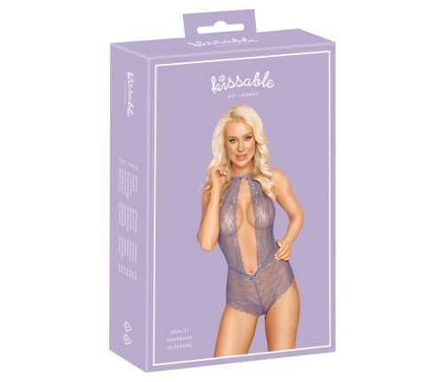 Kissable Body Lavender S/M - Elegant Lace One-Piece with Bows