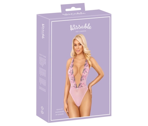 Kissable Embroidered Floral Body S/M Pink Adjustable Straps