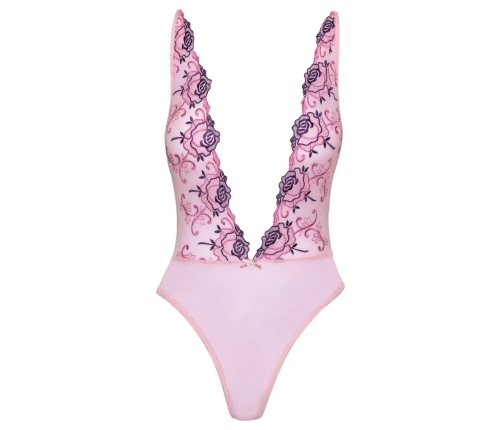 Kissable Embroidered Floral Body S/M Pink Adjustable Straps