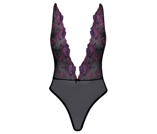 Kissable Body S/M Black with Floral Embroidery and Adjustable Straps