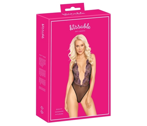 Kissable Body S/M Black with Floral Embroidery and Adjustable Straps