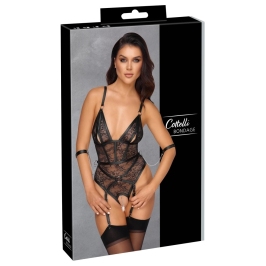 Cottelli Bondage S Lace Harness Body with Removable Chain, Black