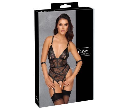 Cottelli Bondage S Lace Harness Body with Removable Chain, Black