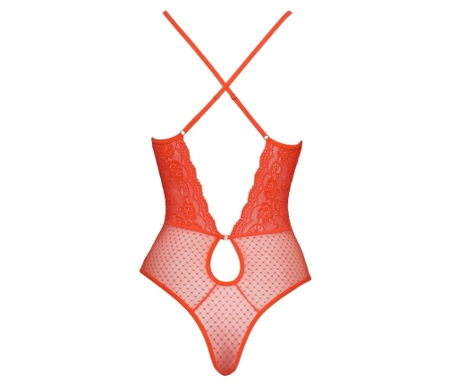 Cottelli FANTASY Thong Body Neon Coral Lace S/M - Adjustable Straps