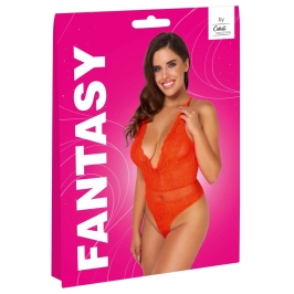 Cottelli Fantasy Body Neon Coral L/XL - Lace & Tulle Adjustable Bodysuit
