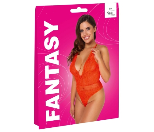 Cottelli Fantasy Body Neon Coral L/XL - Lace & Tulle Adjustable Bodysuit