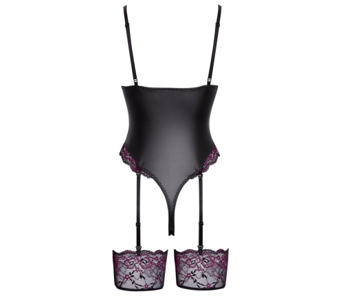 Cottelli Lingerie Suspender Body M Black-Pink Removable Garters